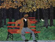 Horace pippin Man on a Bench oil on canvas